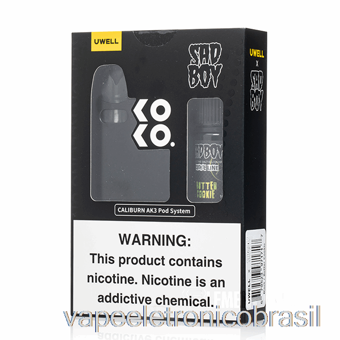 Vape Recarregável Uwell X Dv Caliburn Ak3 Kit + 50mg Nic Salt [preto] Sadboy - Biscoito Amanteigado